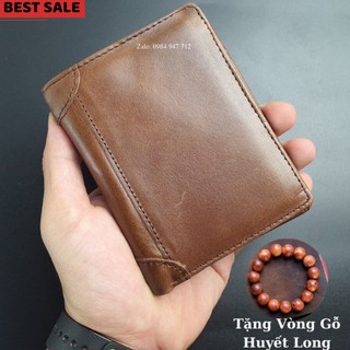 [HOT}Ví Da Nam, Ví Nam Dáng Đứng Da B-ò Sáp Nhập Khẩu Cao Cấp -  Bảo Hành 24 Tháng