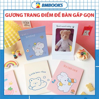 Gương trang điểm để bàn gấp gọn họa tiết hoạt hình xinh xắn