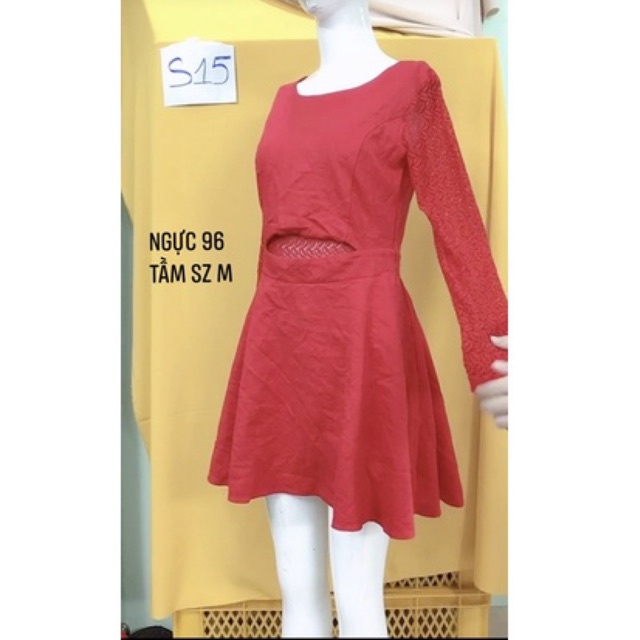 Đầm thun xòe màu đỏ size M.S15