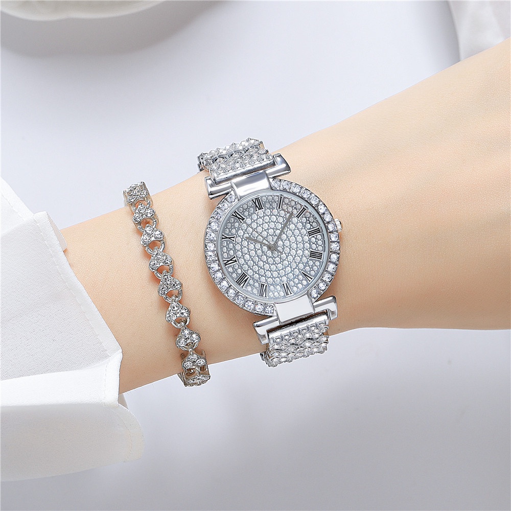 Đồng Hồ Quartz Nữ Đính Đá Dây Thép Không Gỉ Thời Trang