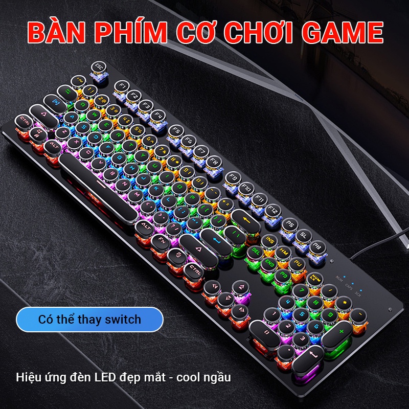 Bàn phím cơ ZK-4 Bàn phím PC laptop gaming Full LED RGB T907, thiết kế cổ điển Full LED hiện đại, thời trang