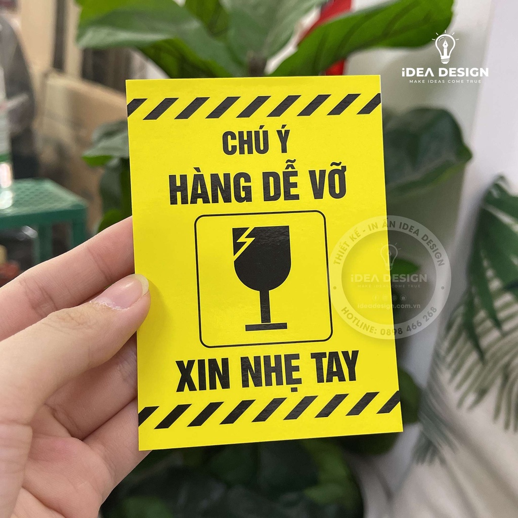 Decal Dán, Nhãn Dán, Tem Dán Lưu Ý Hàng Dễ Vỡ Xin Nhẹ Tay, Có Keo Dính - Size 10x7cm Cán Màng Bóng Chống Nước