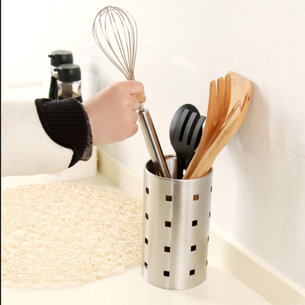 Hũ cắm đũa thìa inox 304 Anshin - giỏ đựng đũa muỗng nhà bếp trọn đời không han gỉ