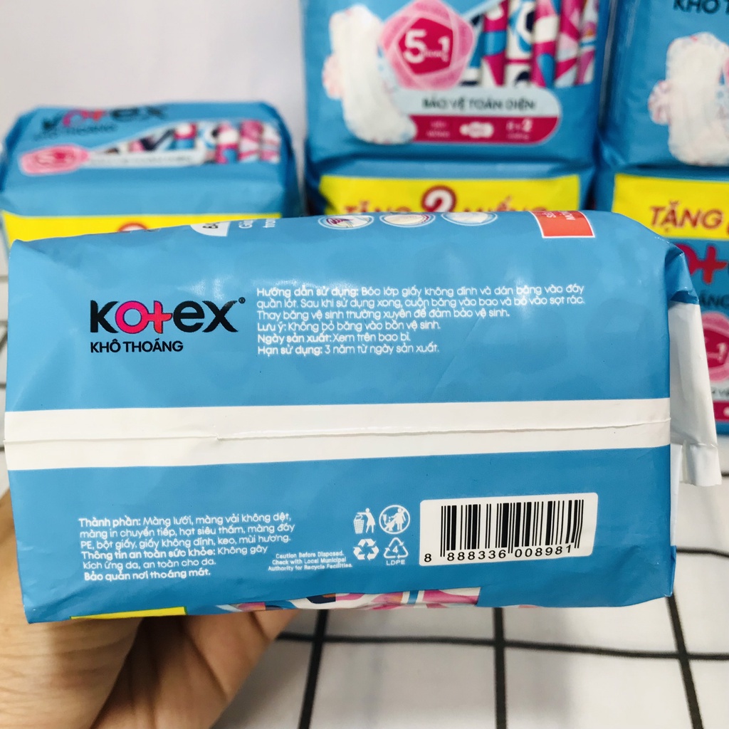 Băng vệ sinh Kotex khô thoáng Maxi có cánh/ không cánh 8 miếng
