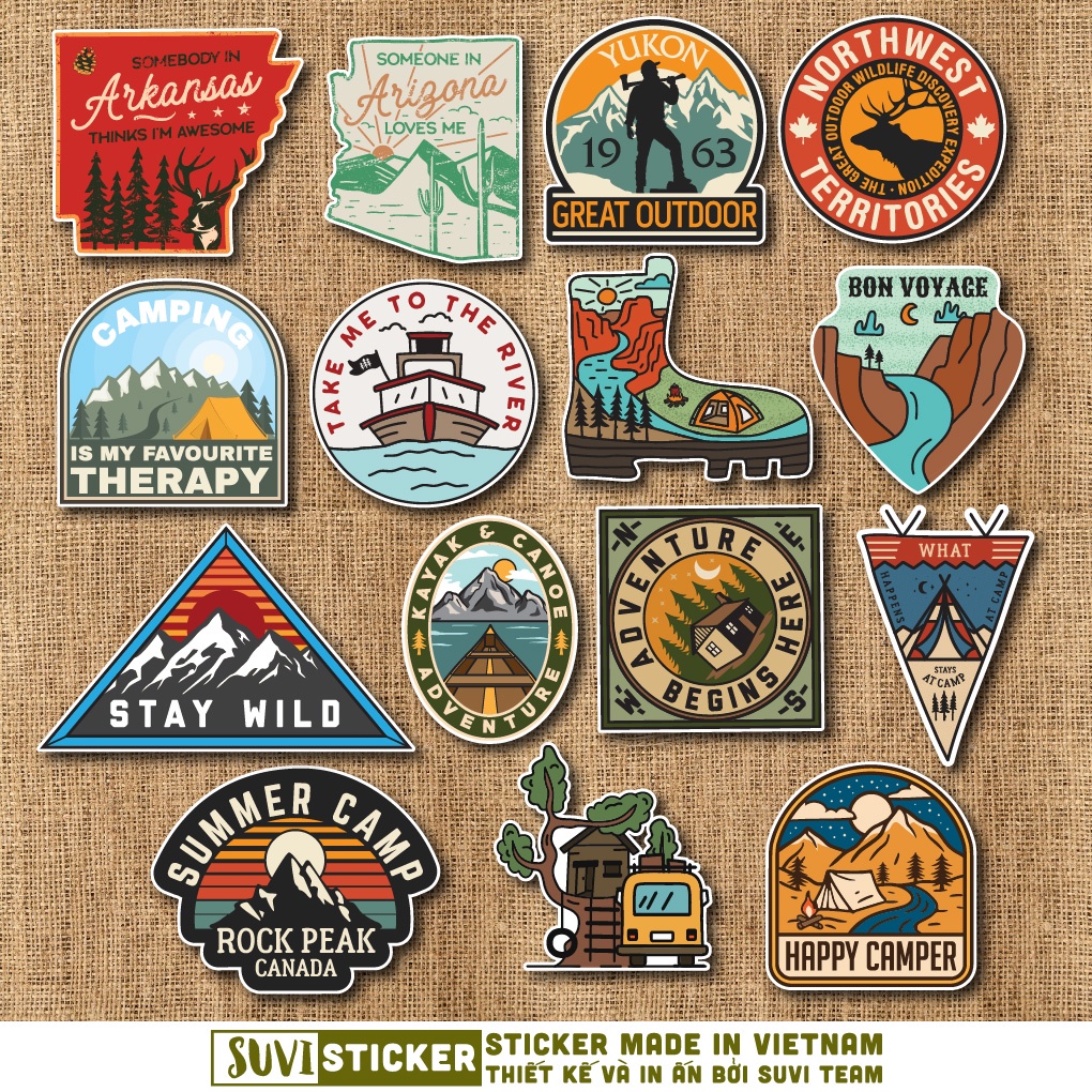 50 Sticker Vintage Travel chống nước sticker dán mũ bảo hiểm, laptop, điện thoại, đàn guitar, vali. MSP: SV18