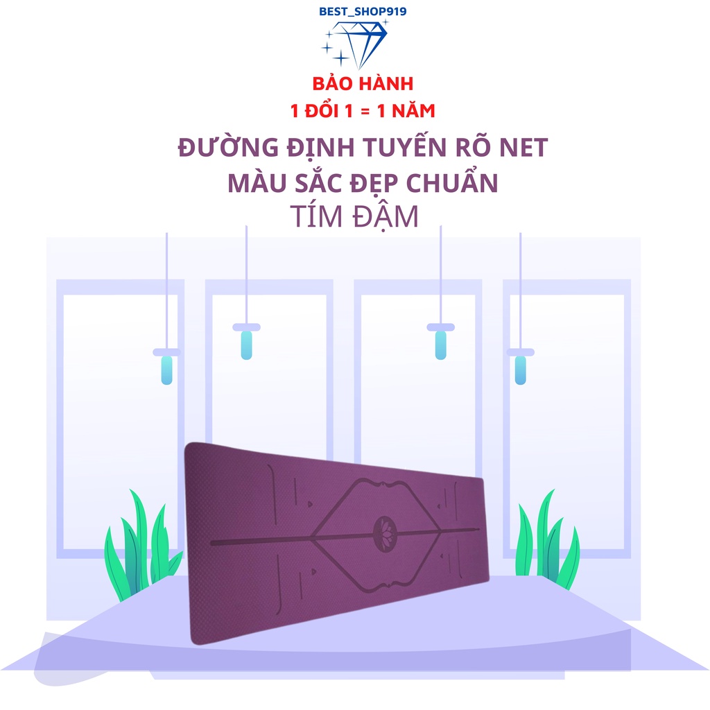 Thảm Tập YOGA Định Tuyến 8MM 1 Lớp Cao Cấp Chống Trơn Trượt Chuẩn TPE Tự Nhiên Bảo Hành Lỗi 1 Đổi 1 [ TẶNG TÚI ]
