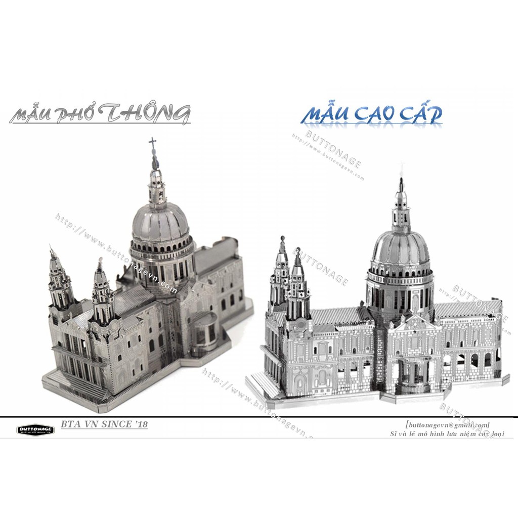 Mô Hình Lắp Ghép kim Loại 3D Nhà thờ chính tòa Thánh Paul - Luân Đôn