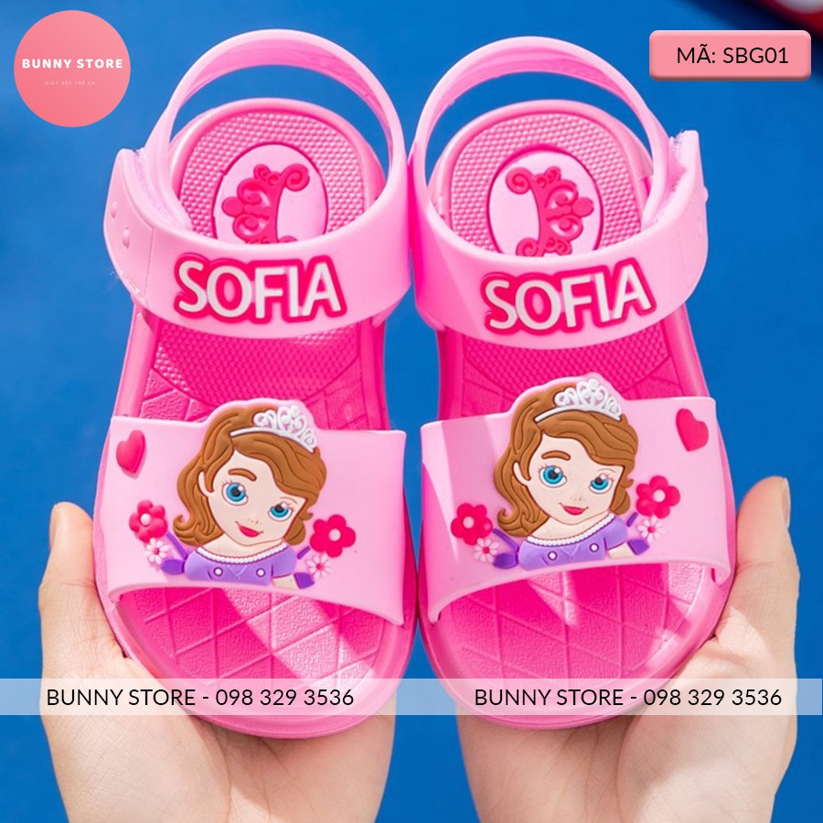 Giày sandal cho bé gái hình công chúa Sofia màu hồng dễ thương đế mềm chống trượt size từ 14 đến 18cm BUNNY STORE BN06