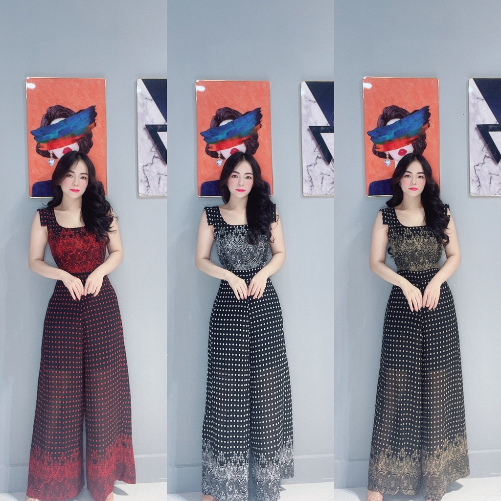 Jumpsuit Dài 320 ( áo lền quần ) 💝FREESHIP💝 Voan Hàn Cao Cấp 💝 Jumsuit dài ống rộng quý phái đẳng cấp