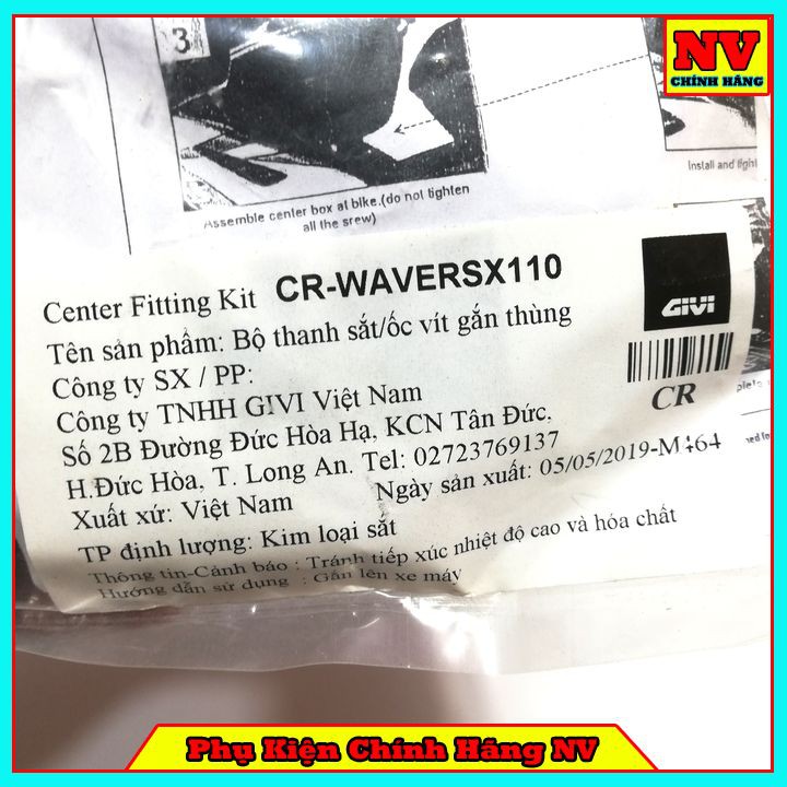 Pát Gắn Thùng Giữa Honda Wave RSX 110 Givi Chính Hãng - BH 2 Năm