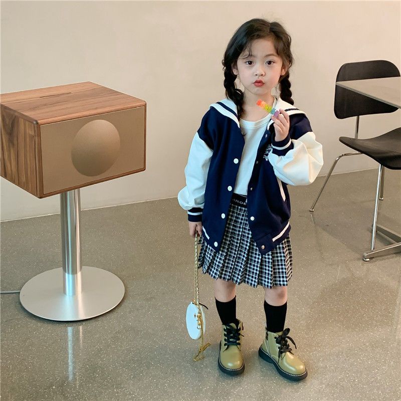 Áo Khoác Bóng Chày Phong Cách Preppy Thời Trang Xuân Thu 2022 Mới Cho Bé Gái