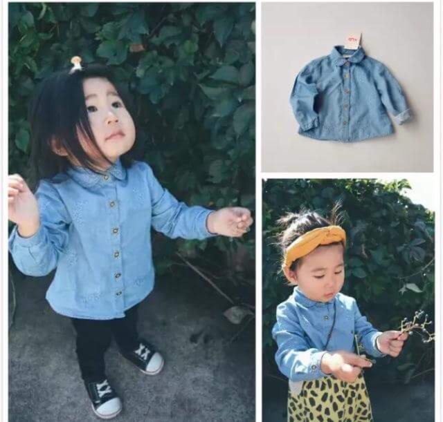Áo denim bé gái