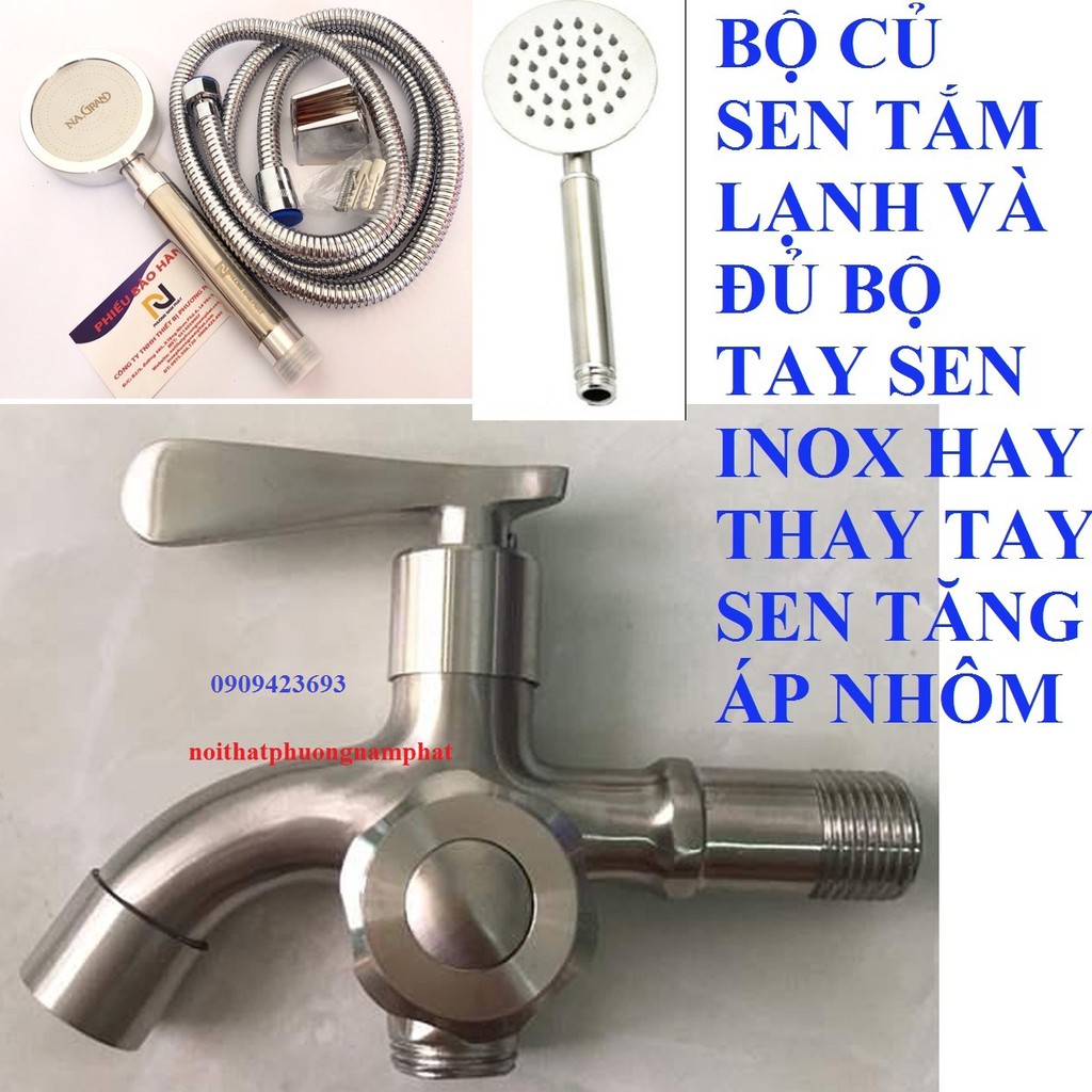 {TĂNG ÁP MẠNH} Combo Củ sen Tắm Lạnh INOX 304 F7001 Fotar và tay sen tắm dây sen đủ bộ