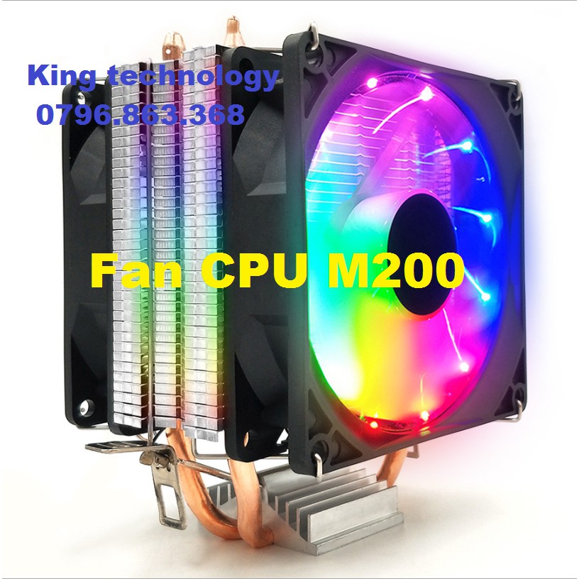 Tản Nhiệt Khí Snowman M200 Led RGB Dual Fan 3pin, 4 pin- Hỗ Trợ All CPU INTEL AMD kèm keo tản nhiệt