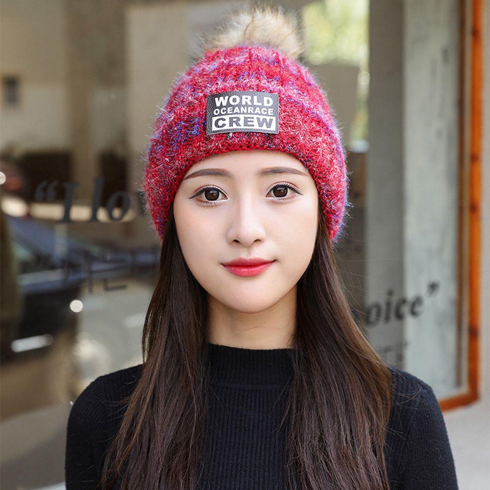 Mũ Beanie Dệt Kim Màu Trơn Co Giãn Thoải Mái Giữ Ấm Cho Nữ