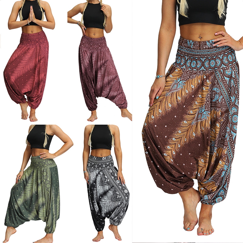 Quần tập Yoga nữ ống rộng lưng cao phong cách Boho | BigBuy360 - bigbuy360.vn