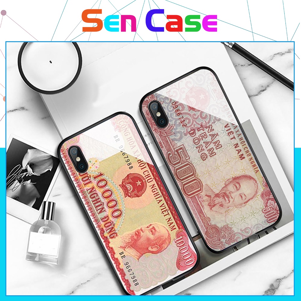 Ốp Lưng Điện Thoại Iphone IN Hình Tờ 10K/20K/50k Việt Cũ ,Ốp Lưng Mặt Sau Kính Cường Lực In Hình Sắc Nét Chống Trầy Xước