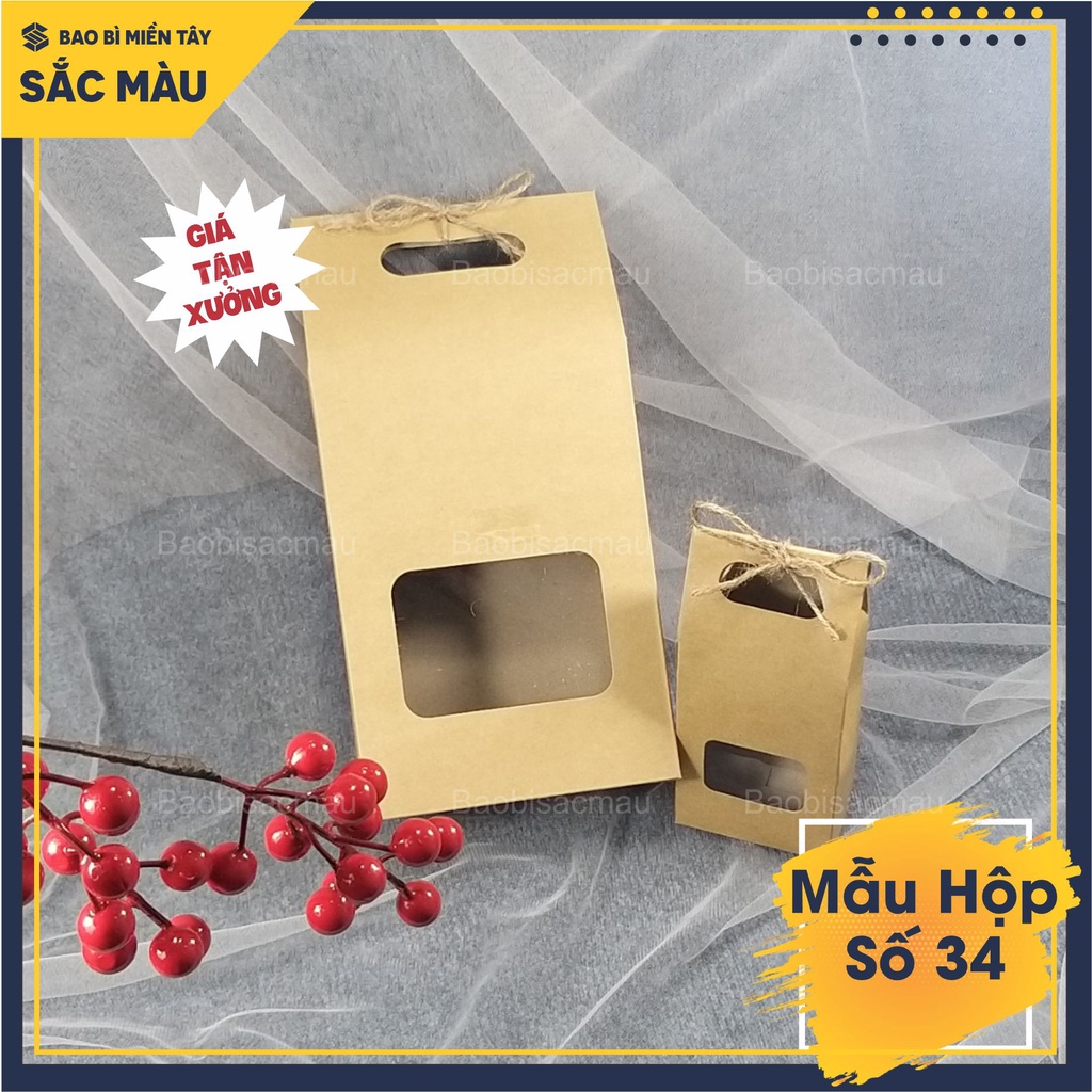 5 Hộp giấy kraft mặt kiếng nắp gấp đựng thực phẩm, bánh kẹo, quà tặng, các loại ngũ cốc, quà tặng... mẫu số 34