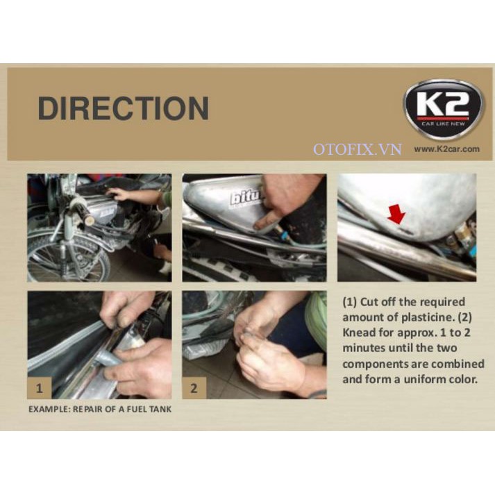 K2 Mega Bond - keo gắn hàn đắp kim loại, nhựa dùng cho sửa chữa ô tô xe máy và công nghiệp
