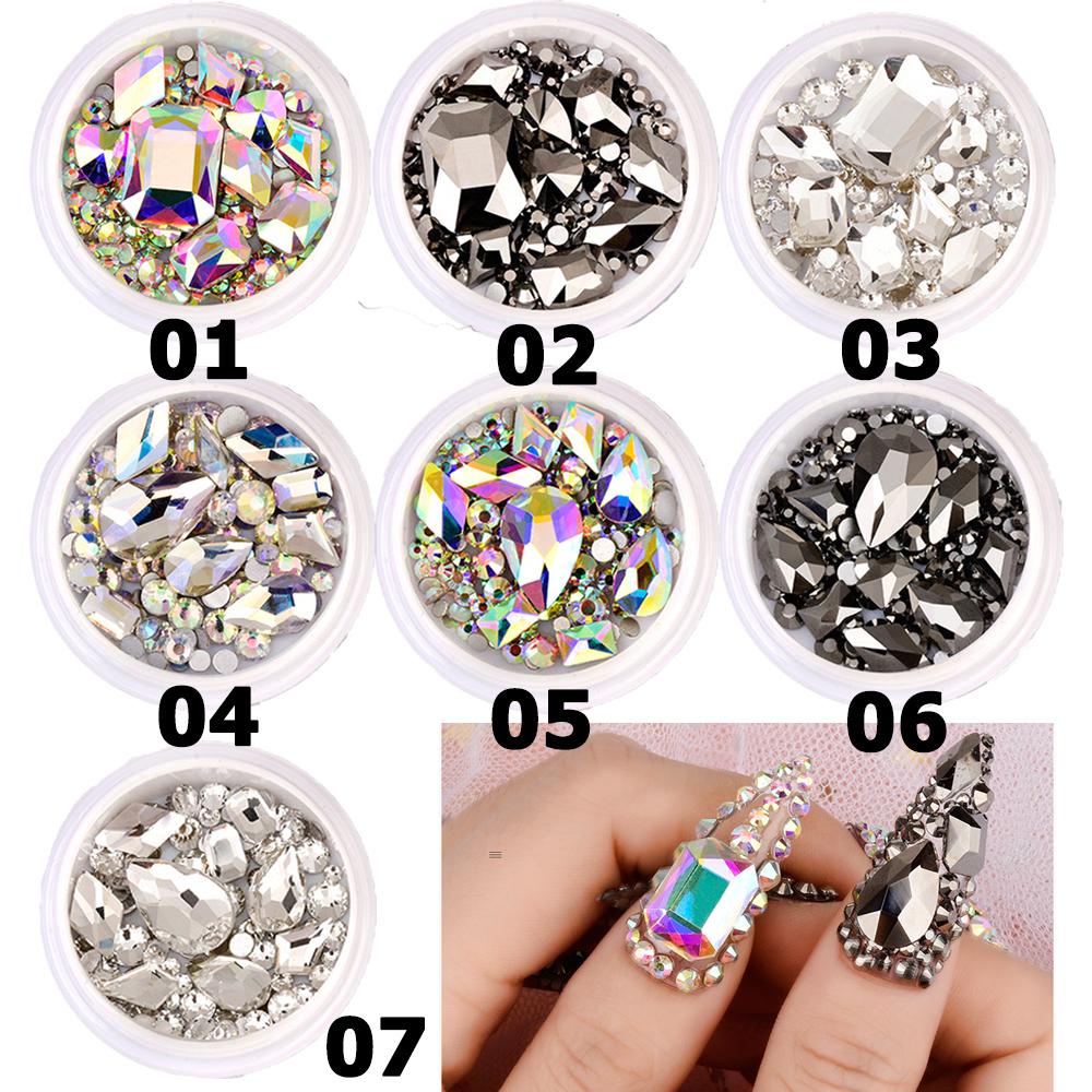 OCEANMAP Hạt Đá 3D Nhiều Kích Cỡ Tự Đính Trang Trí Móng Đeo Lưng