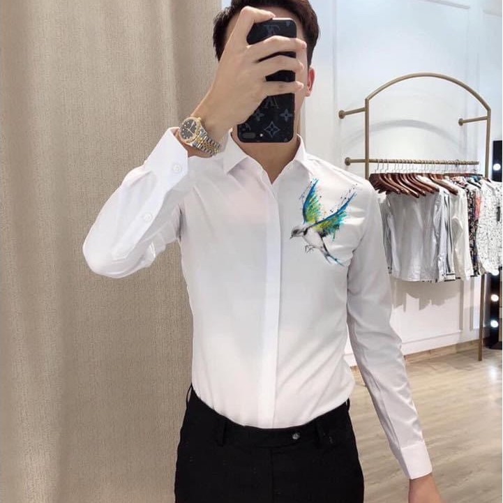 Áo sơ mi nam dài tay trắng soái ca họa tiết đẳng cấp | BigBuy360 - bigbuy360.vn