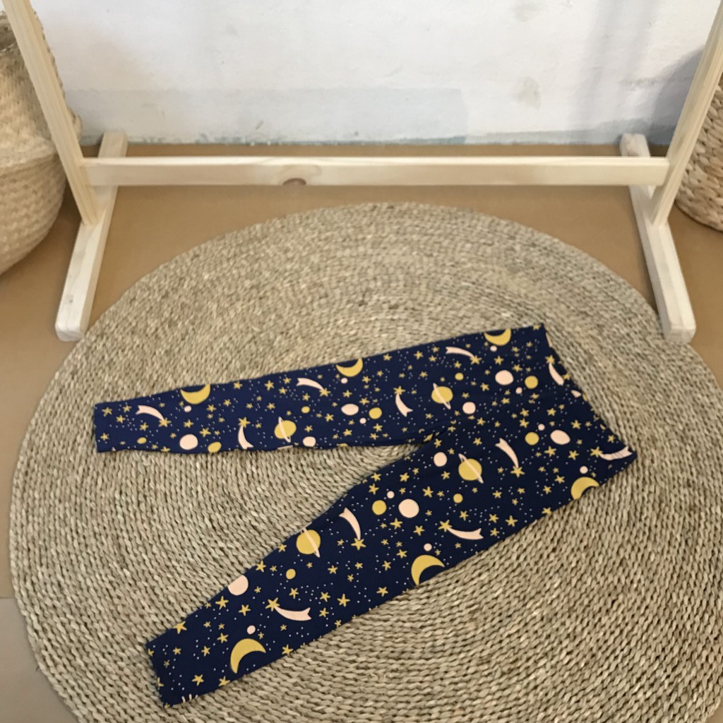 Quần leggings bé gái KABI quần dài thun cotton co giãn thoáng mát dễ thương có hoa văn họa tiết