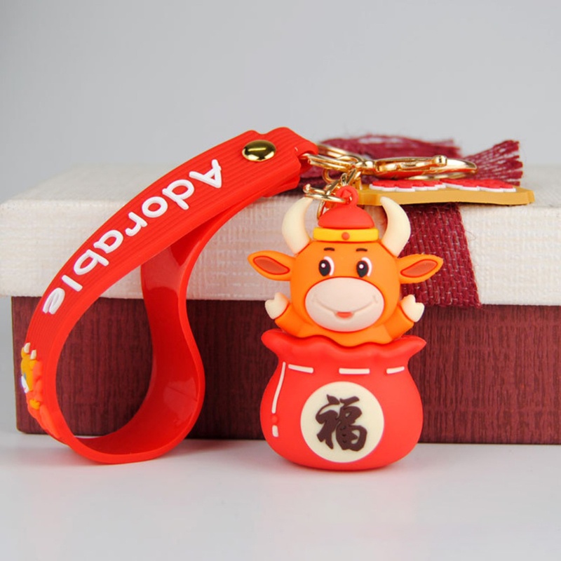 Móc Khóa Hình Bò Sữa Hoạt Hình Đáng Yêu Pu