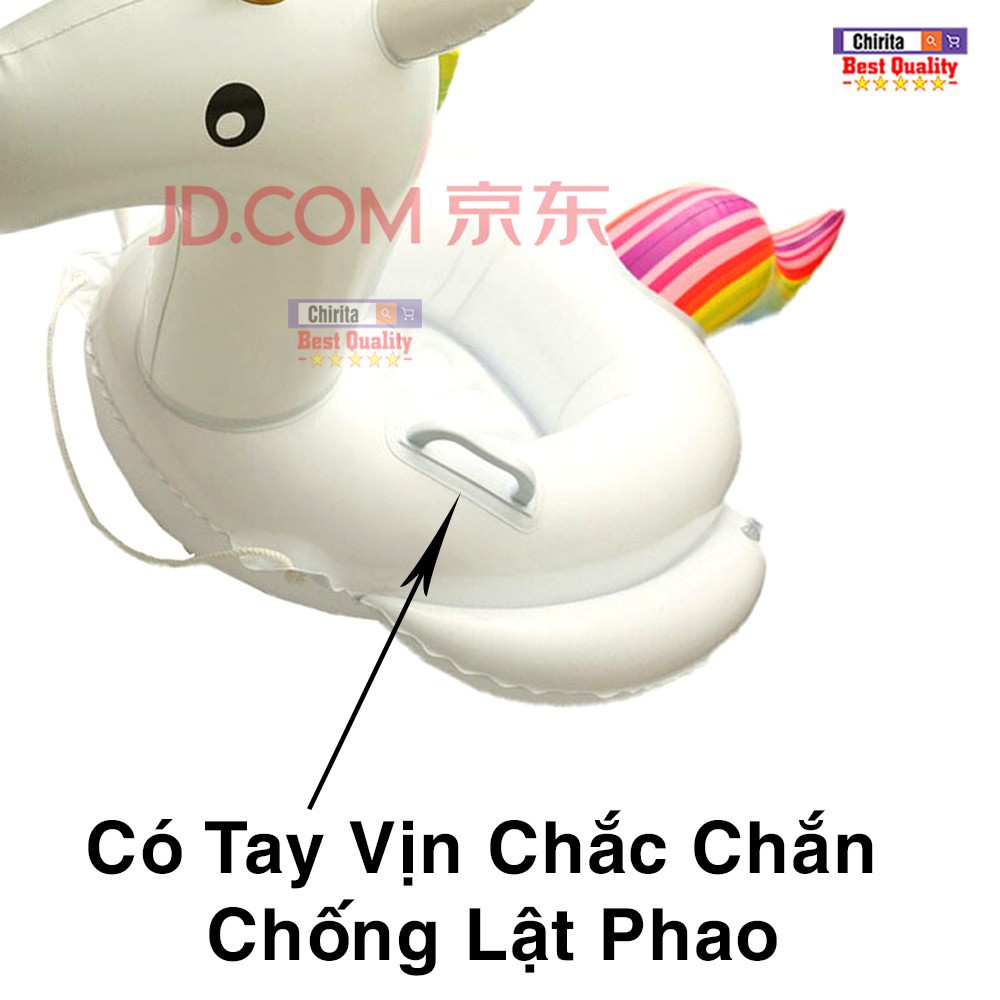 Phao Bơi Trẻ Em Hình Con Ngựa Tiên, Unicorn, kỳ lân Siêu Đáng Yêu - Có Tay Vịn Chống Lật Phao An Toàn cho bé