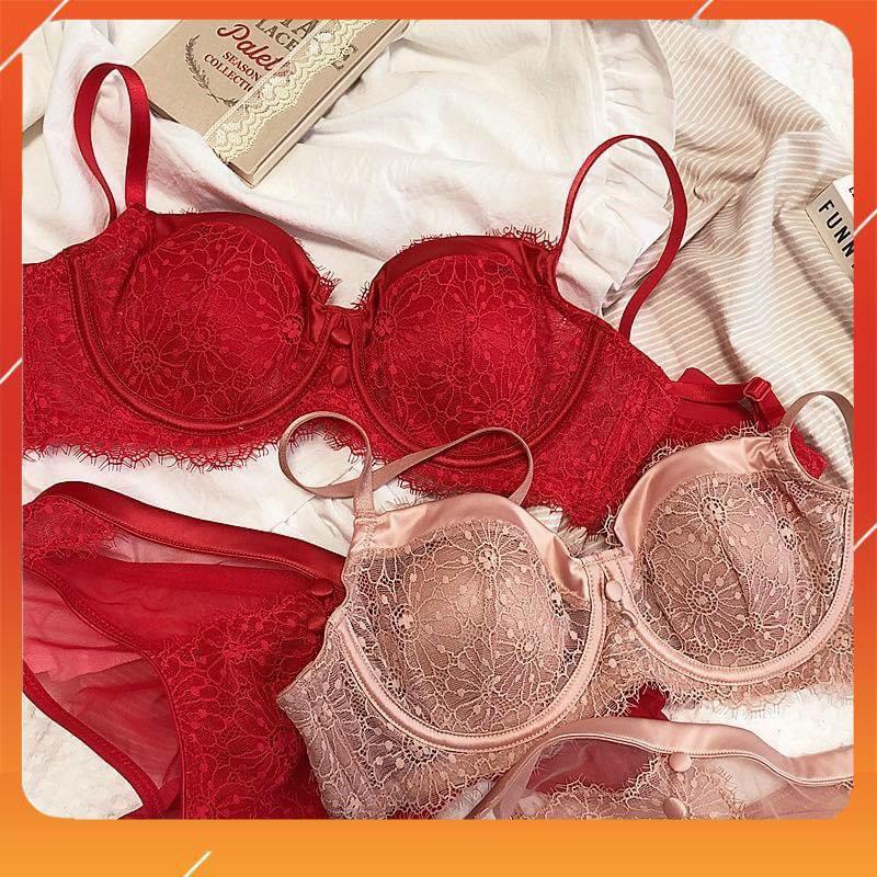 Set bộ đồ lót nữ Pinkk cao cấp áo có gọng cup ngang, chất liệu ren họa tiết hoa nhí, đệm mút mỏng. Mã B12985