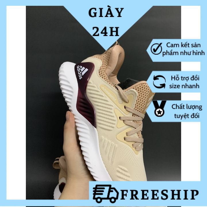 (FREESHIP, VIDEO ẢNH THẬT) Giày alphabounce kem gót tím