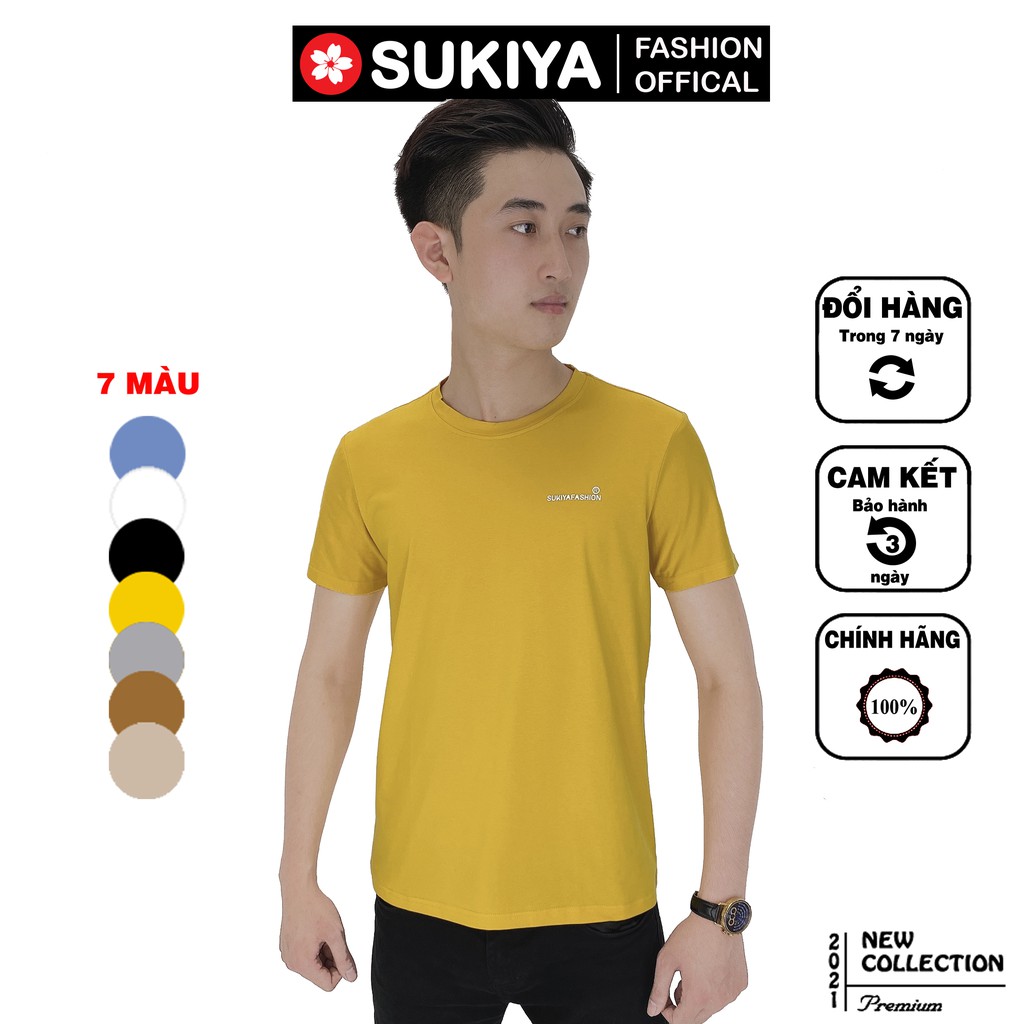 Áo thun nam hàng hiệu SUKIYA cao cấp chất 100% cotton co dãn 4 chiều AT03