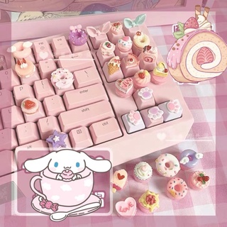 ✨🌸 Keycap hồng, nút gắn bàn phím hình đồ ăn bánh kẹo dành cho phím cơ 🌸
