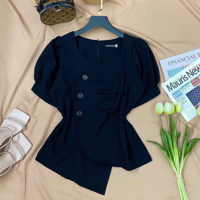 [FREESHIP 3.3] Áo kiểu bigsize Peplum 3 Nút Tà Xéo Giá Xưởng (có size 50kg đến 90kg) | BigBuy360 - bigbuy360.vn