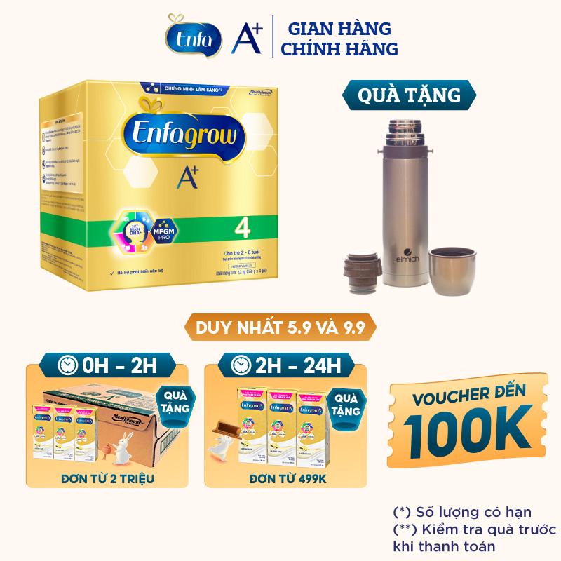 [Tặng 1 Bình Giữ Nhiệt Elmich] Sữa Bột Enfagrow A+ 4 Với DHA Và MFGM Cho Trẻ Từ 2-6 Tuổi – Hộp Giấy 2.2kg