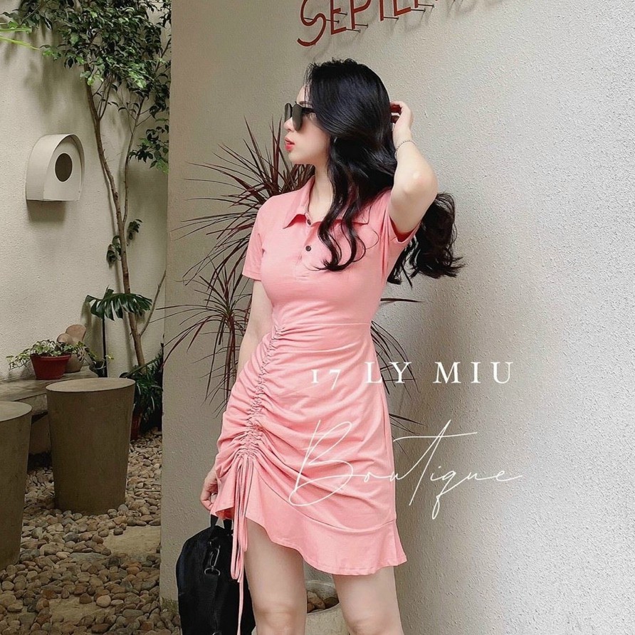 [SALE KHÔNG PHANH] ĐẦM THUN POLO HÀN - DÂY RÚT SEXY - THỜI TRANG HOT TREND -Shopee mall