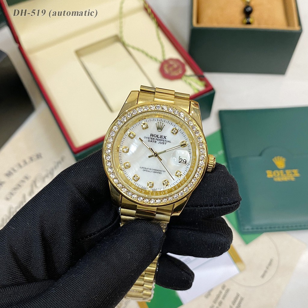 [Máy cơ] Đồng hồ nam Rolex mặt tròn máy cơ automatic dây kim loại sang trọng chống nước DH1519 - shop131 | BigBuy360 - bigbuy360.vn