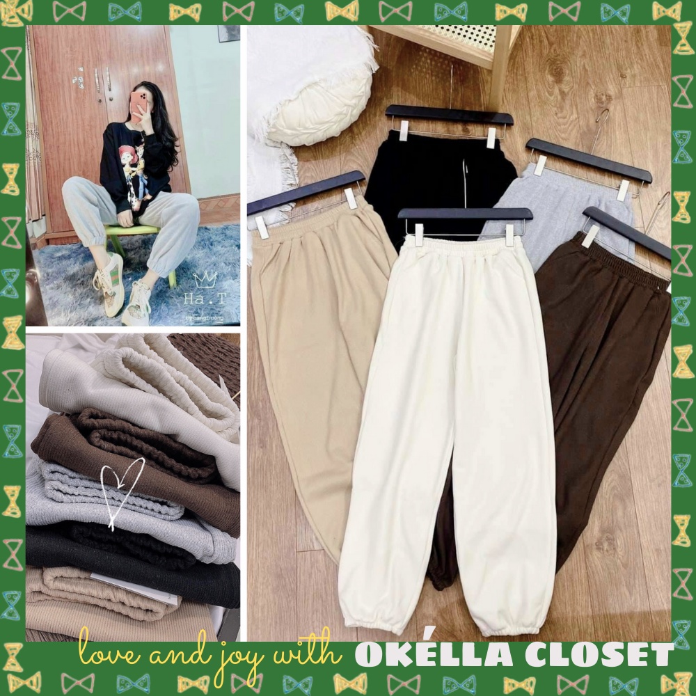 Quần Jogger Len Nhung Tăm Loại 1 Nữ Co Giản, Quần Thun Nữ Nhung Tăm Vải Cao Cấp Okella (Có Ảnh Chụp Tại Shop)