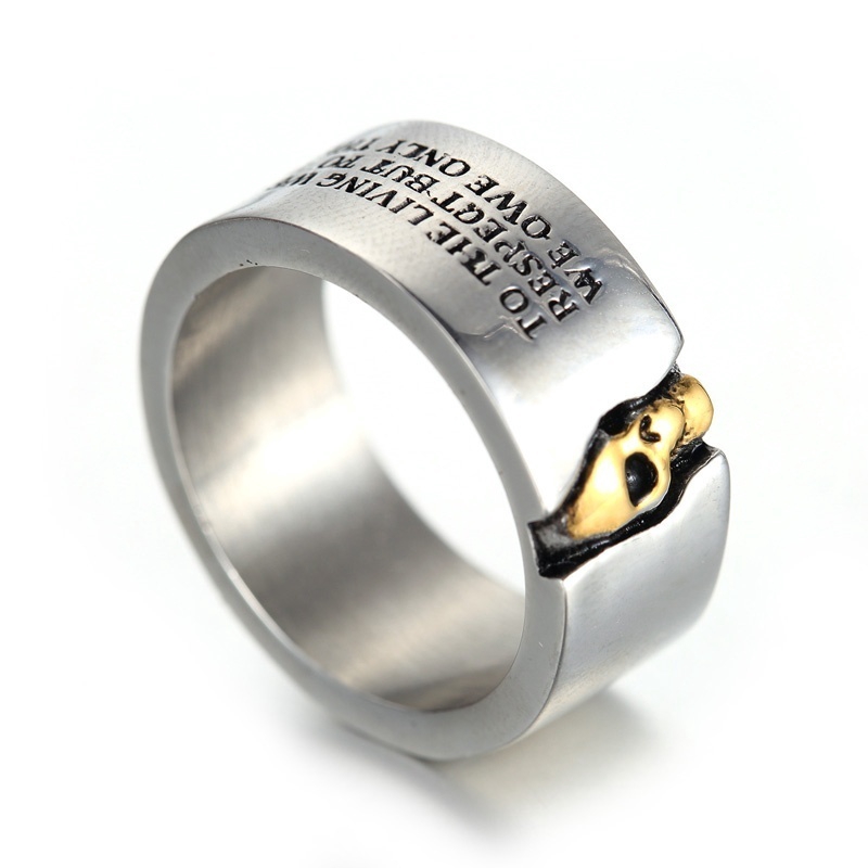 Nhẫn thép titan họa tiết đầu lâu thời trang cho nam size 6~11