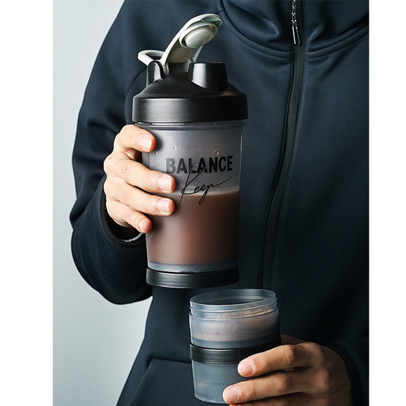 Bình Lắc Protein 500ml Bằng Nhựa Thiết Kế Nhỏ Gọn Tiện Dụng Mang Theo Du Lịch / Tập Gym