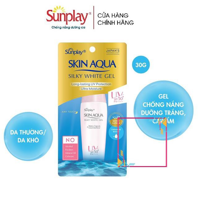 Gel chống nắng dưỡng da trắng mượt Sunplay Skin Aqua Silky White Gel SPF 50+, PA++++ 30g