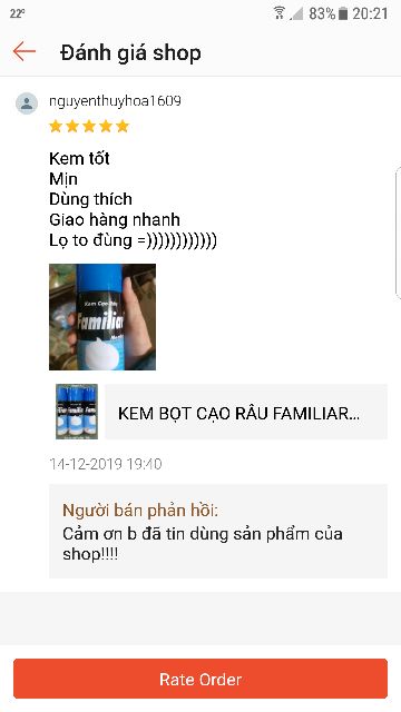 KEM BỌT CẠO RÂU FAMILIAR MENTHOL 300g