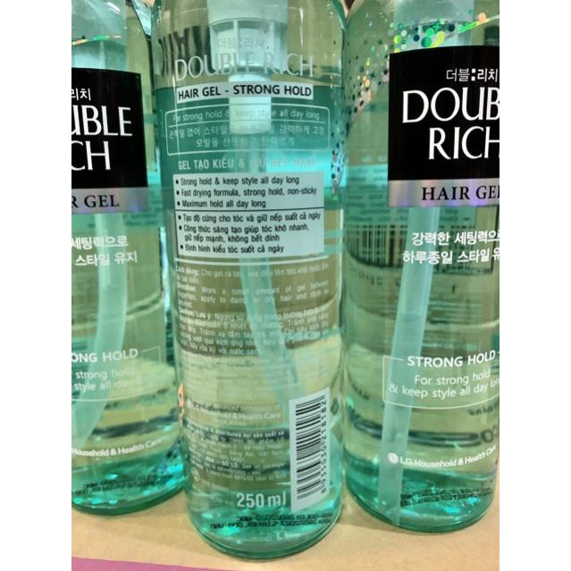 GEL tạo kiểu và giữ nếp tóc mạnh Double Rich  250 ml