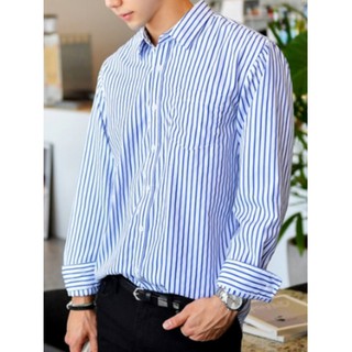 Áo sơ mi nam dài tay cổ sơ mi kẻ sọc trẻ trung