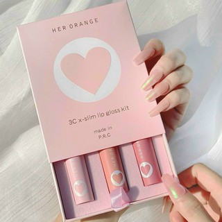 Set son lì 3 cây Herorange TẾT Vỏ Hồng Phấn 3Cx - Slim Lip Gloss Kit