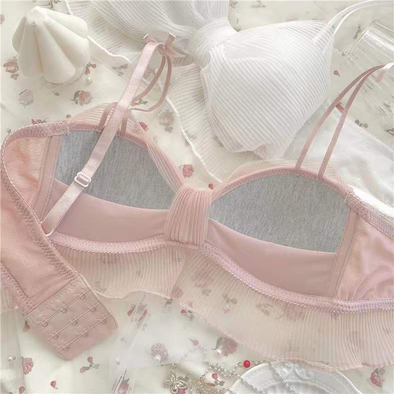 Bộ Đồ Lót Vải Lưới Mỏng Thoáng Khí Không Gọng Thép Thiết Kế Xinh Xắn Cho Bé Gái | BigBuy360 - bigbuy360.vn