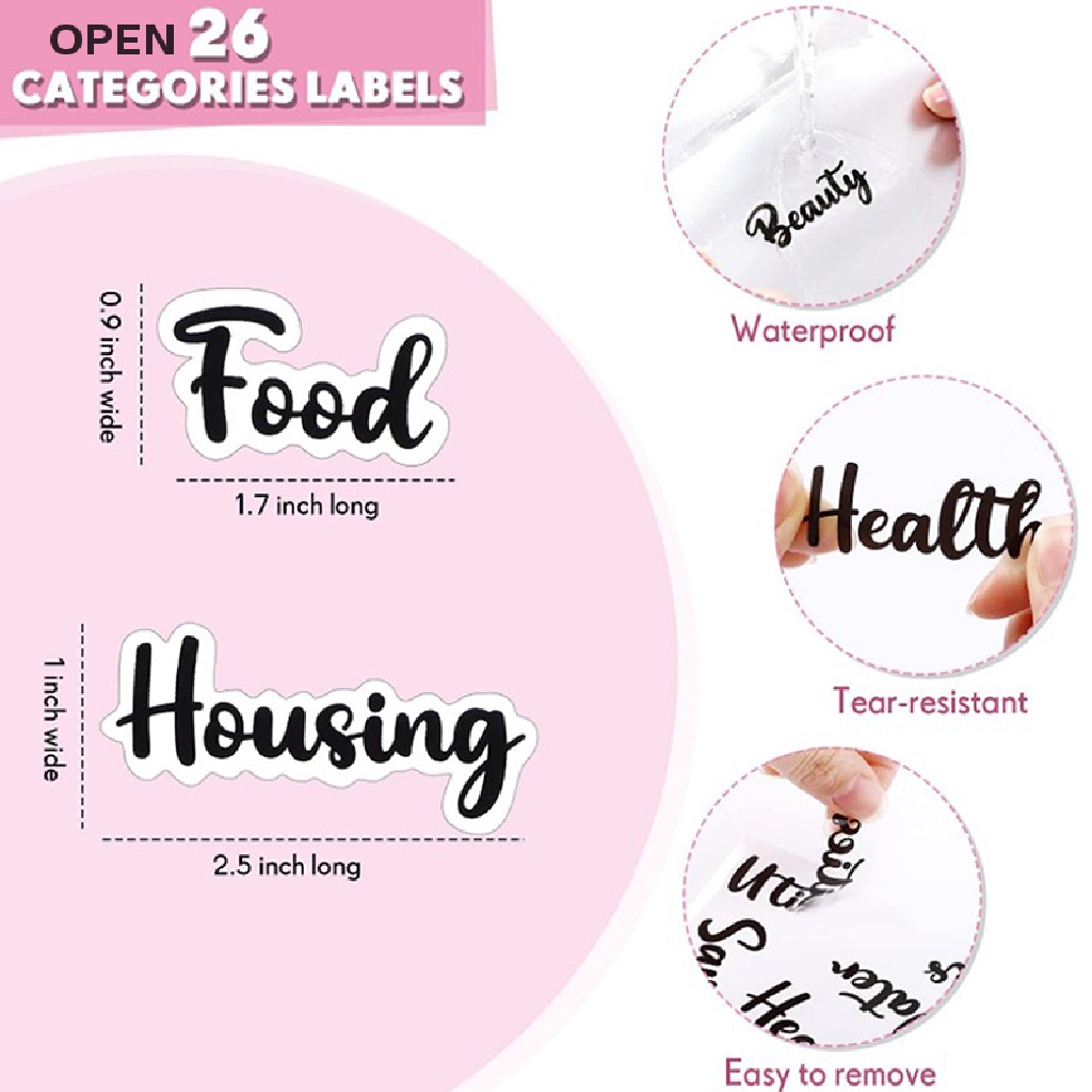 op A6 Binder Planner Organizer,26 Categories Letter Sticker Cash Budget for Saving my