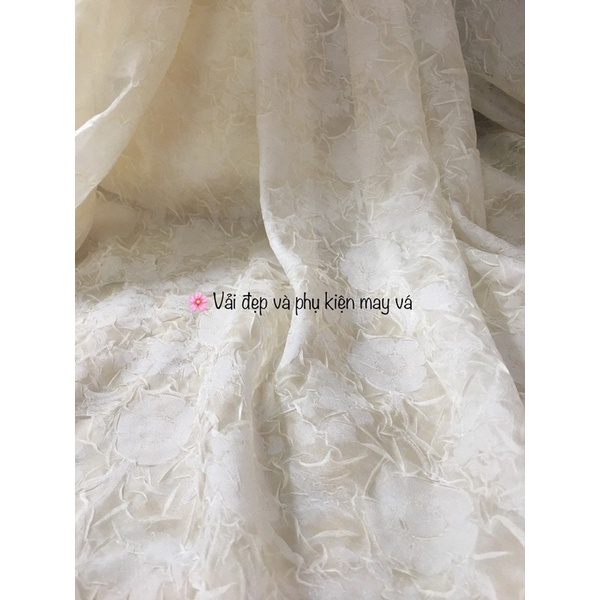 VẢI ĐẸP TƠ HOA NHĂN may sơmi đầm váy mùa hè thu