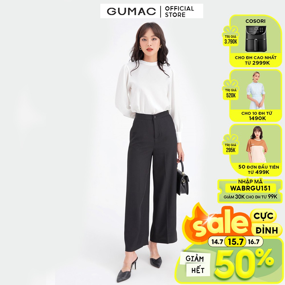 [Mã WABRGU152 giảm 10% tối đa 50k đơn từ 250k] Quần tây nữ ống rộng GUMAC QB614