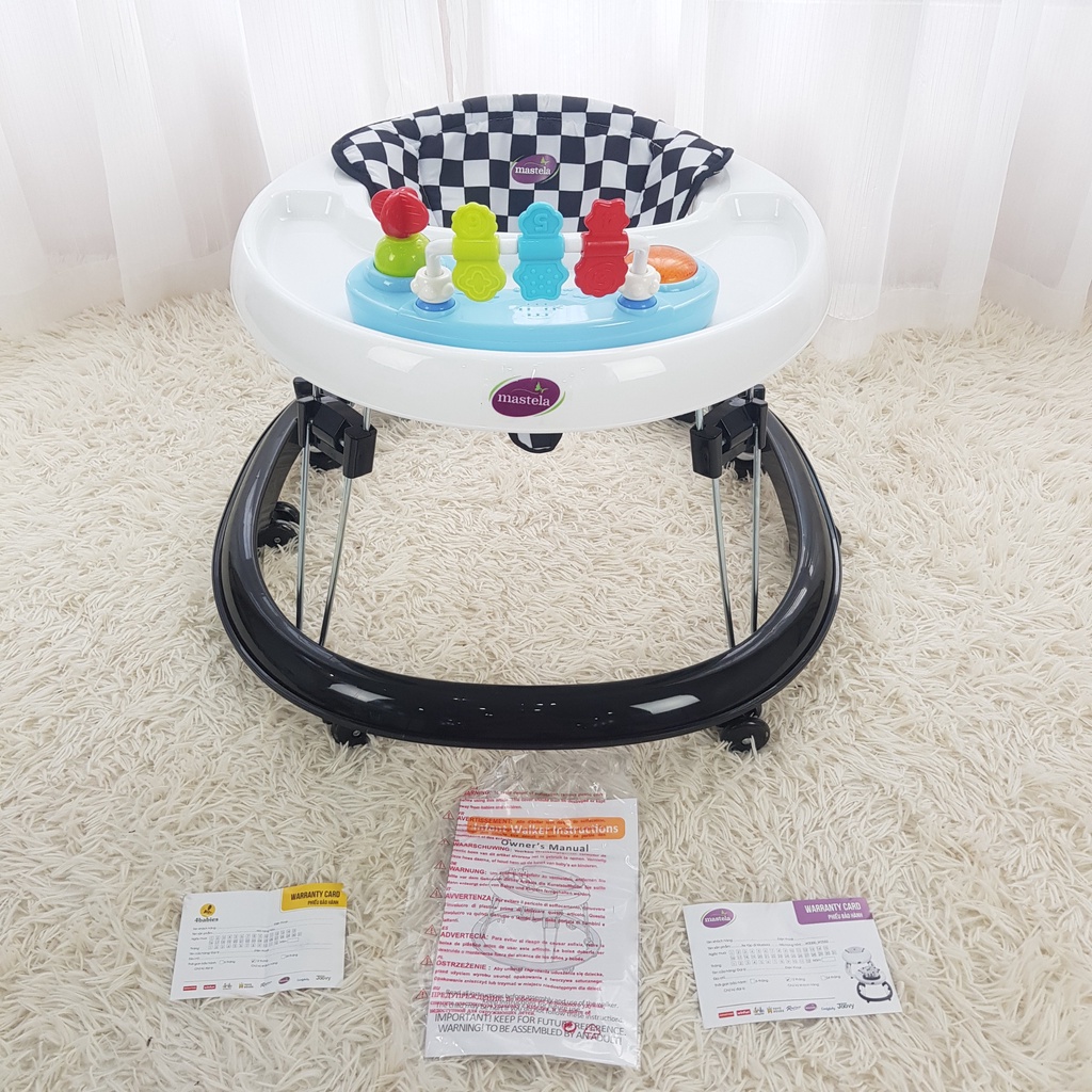 Xe tròn tập đi có đồ chơi và nhạc cho bé Mastela W2002 màu đen