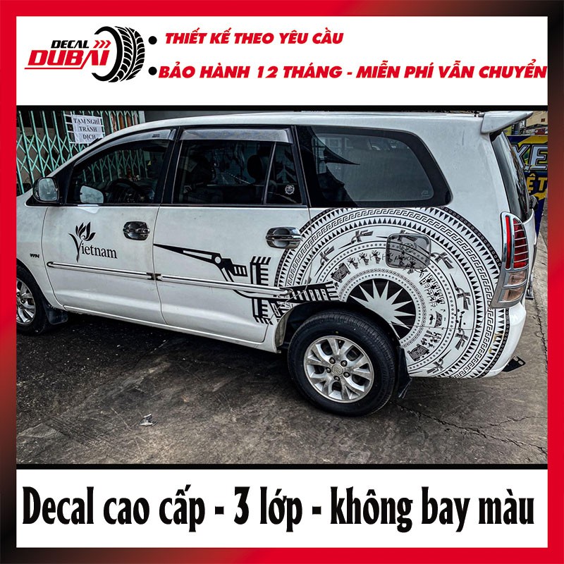 Tem Dán Xe Innova Họa Tiết Chim Hạc Trống Đồng